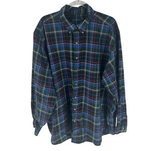 Ralph Lauren Shirt Mens 3XB Blue Green Plaid Cotton Button Down Classic Preppy